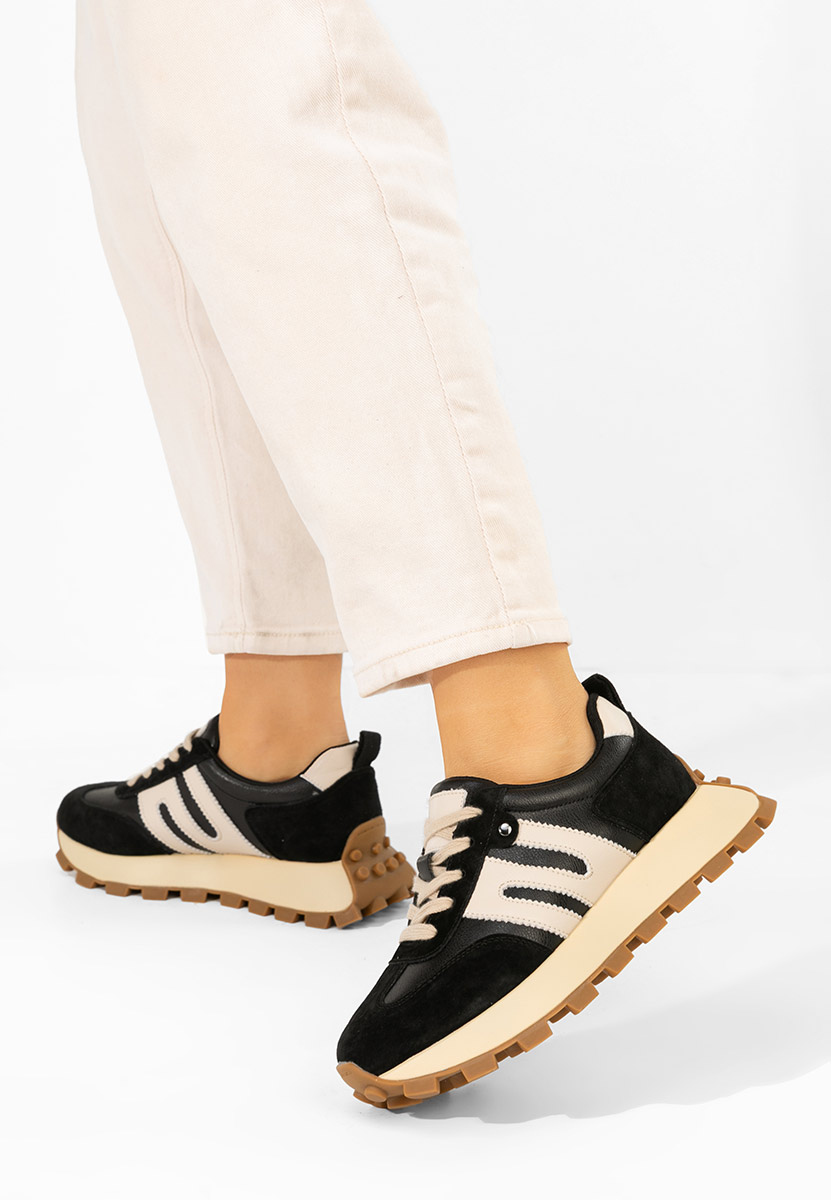 Czarne sneakersy damskie Naturală Jomelia