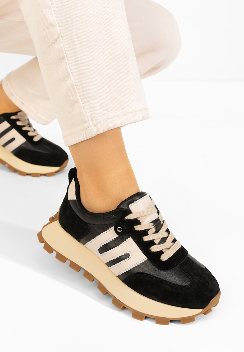 Czarne sneakersy damskie Naturală Jomelia