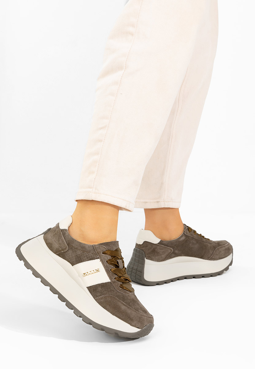 Brązowe sneakersy na platformie Densia