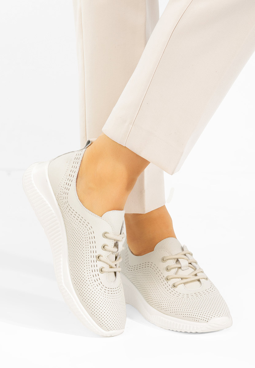 Beżowe półbuty damskie skórzane Lafora