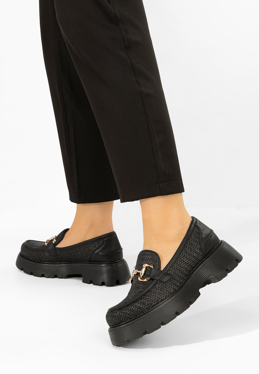 Czarne mokasyny damskie skórzane Yolandia