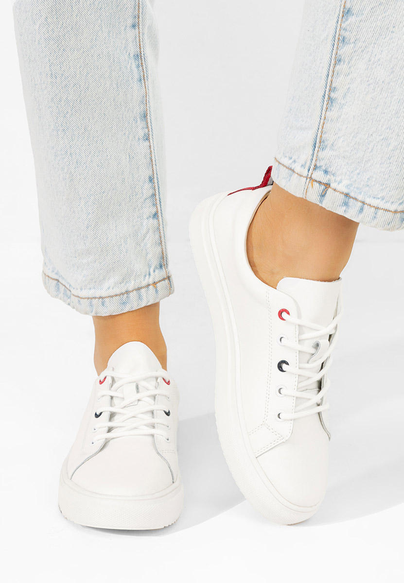 Białe półbuty damskie skórzane Cataleia