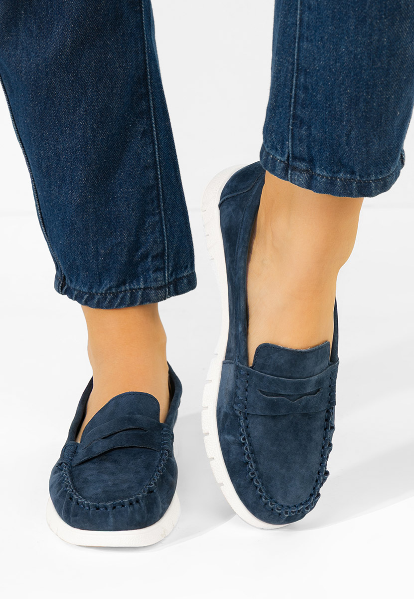 Granatowe mokasyny damskie skórzane Dariania