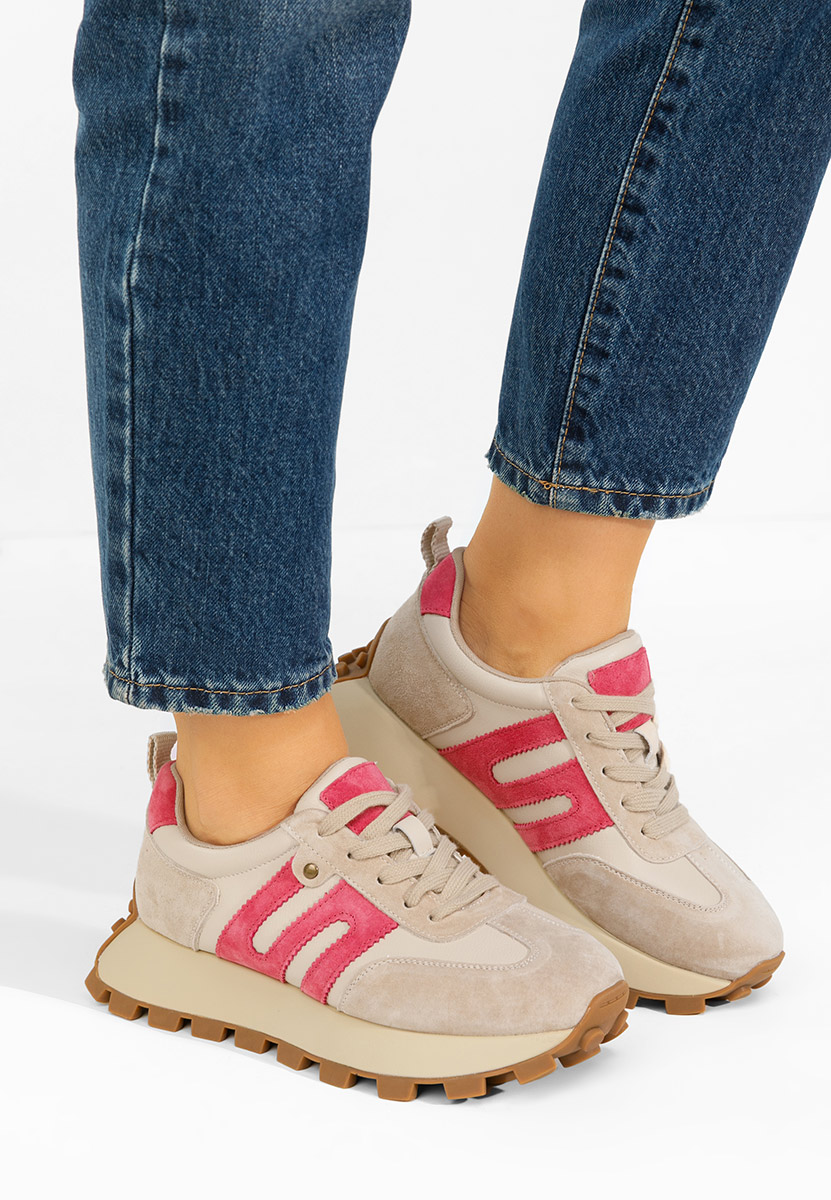 Beżowe sneakersy damskie Naturală Jomelia
