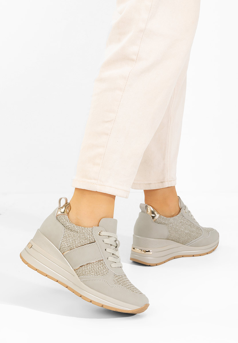 Zielone sneakersy na koturnie Izadora