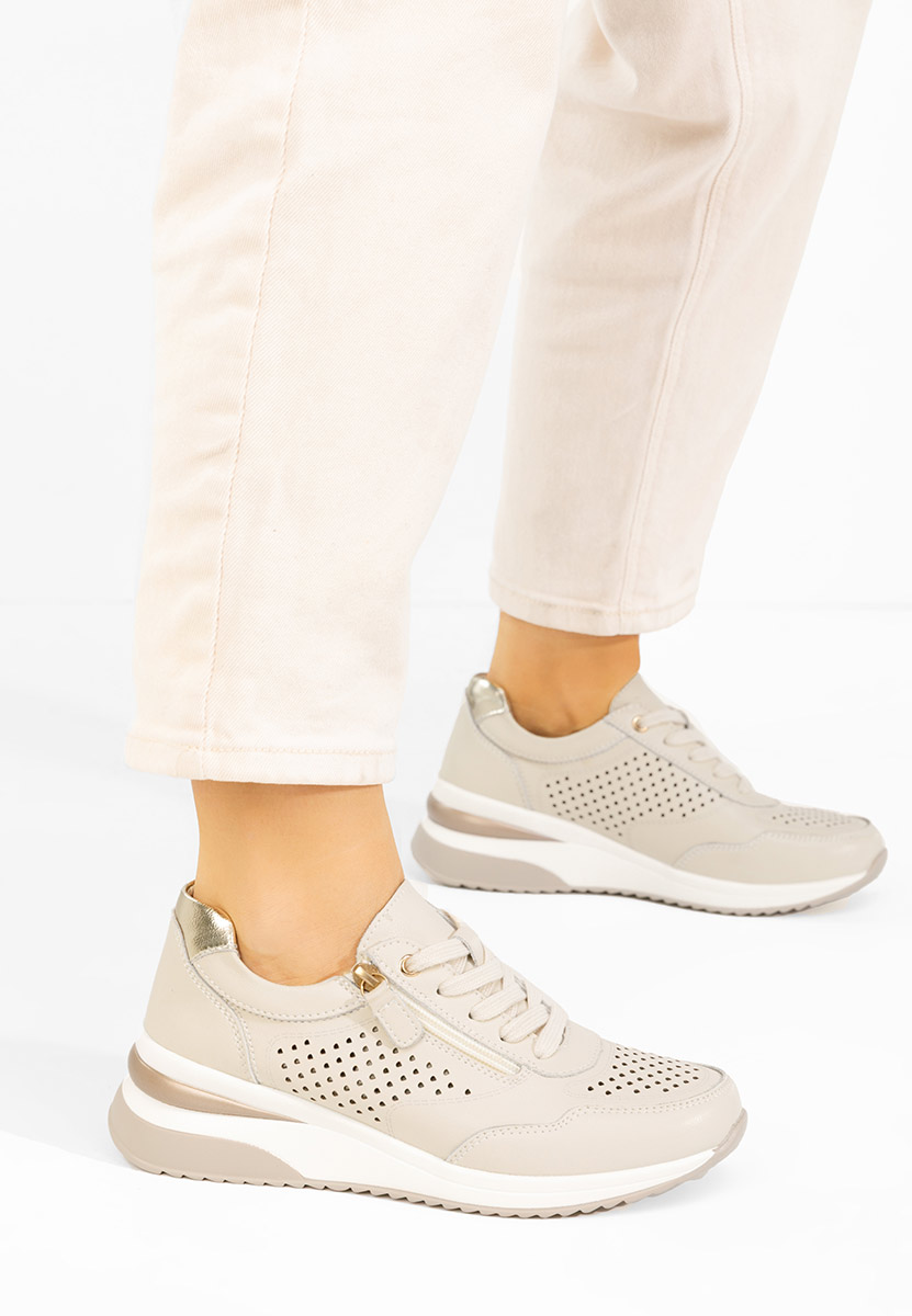 Beżowe sneakersy damskie Abrienda