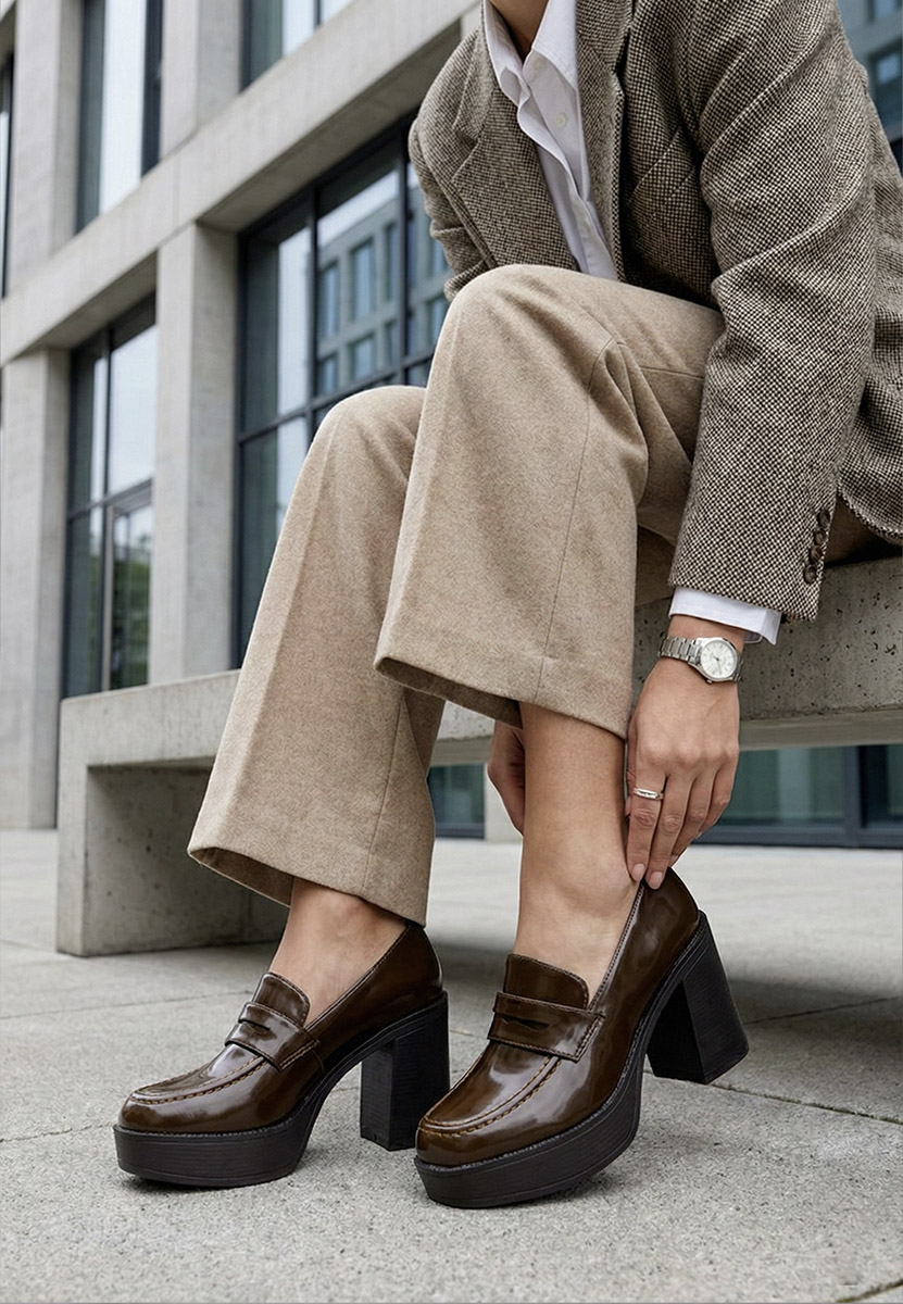 Brązowe mokasyny na słupku Meilani