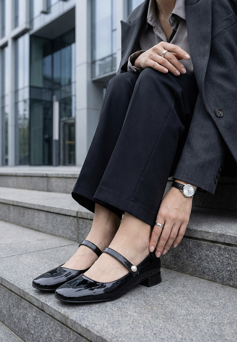 Czarne czółenka na niskim obcasie Jenelle V2