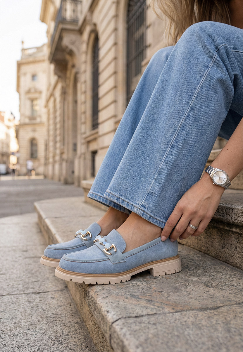Niebieskie mokasyny damskie Amberlin
