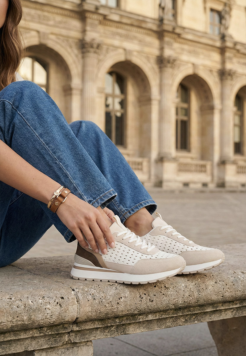 Beżowe sneakersy damskie Zenada