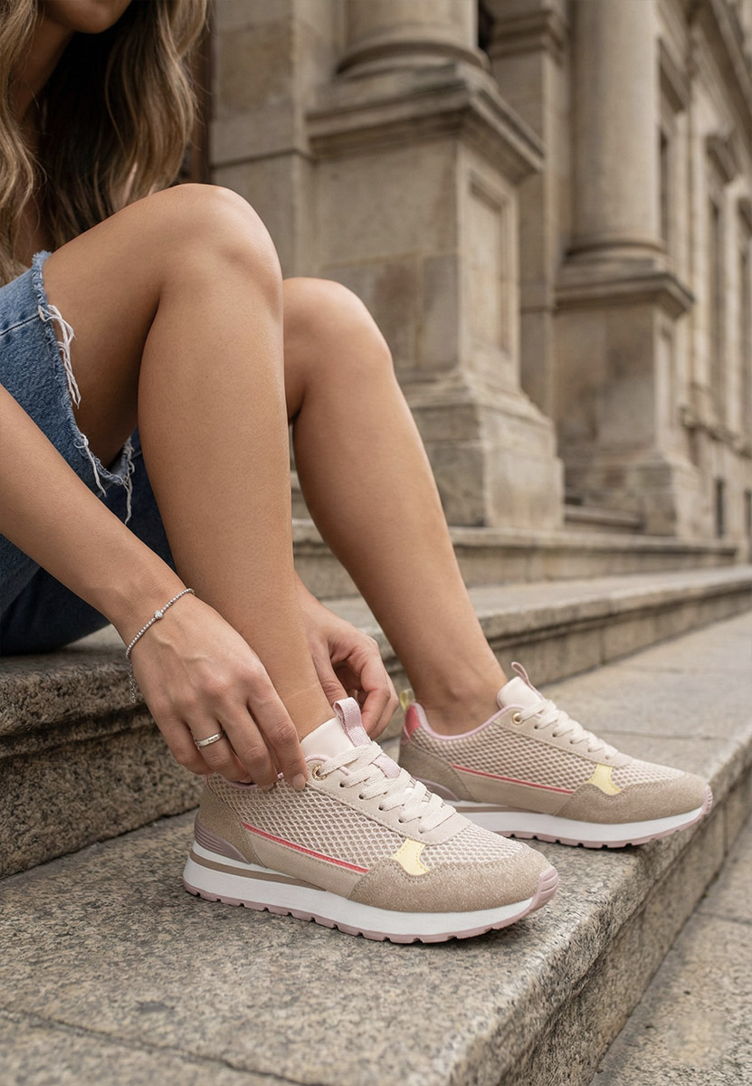 Beżowe sneakersy damskie Helenia