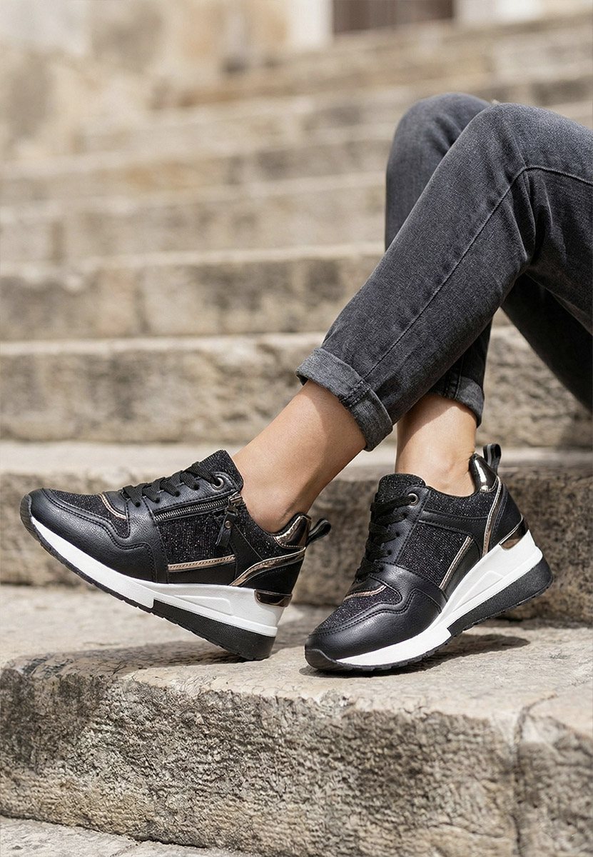 Czarne sneakersy damskie Rafina V2
