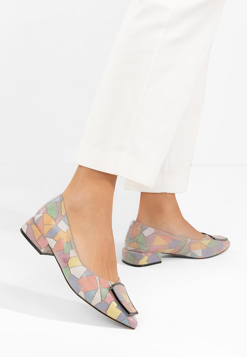 Wielokolorowy czółenka na niskim obcasie Darila