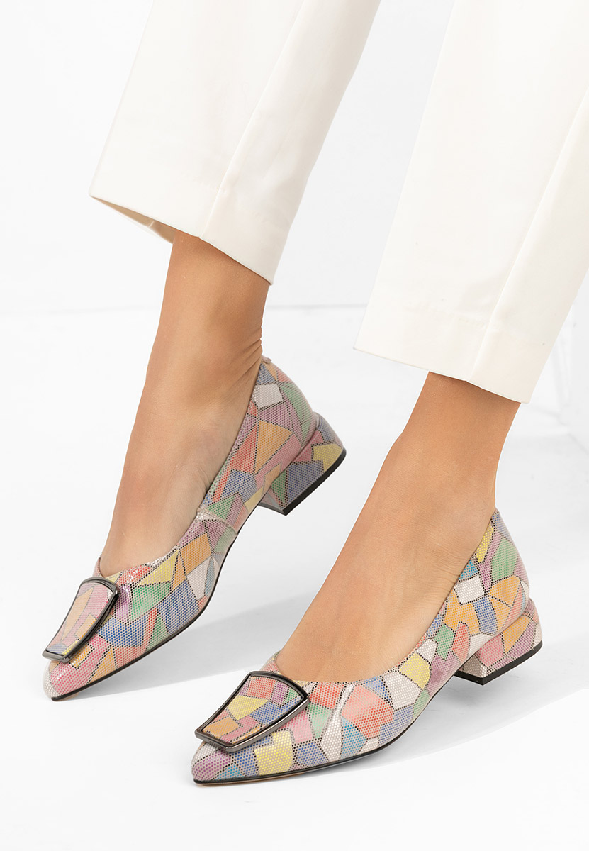 Wielokolorowy czółenka na niskim obcasie Darila