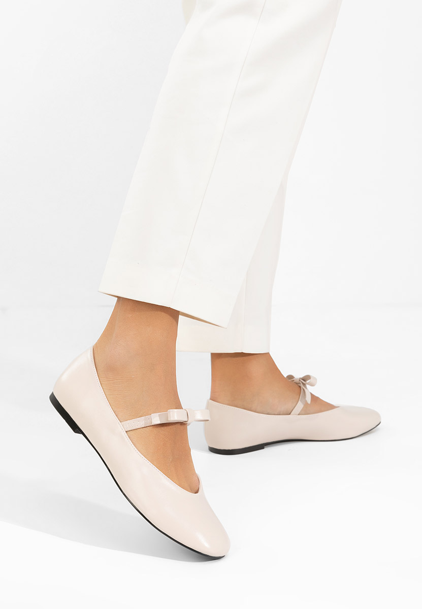 Beżowe baleriny damskie Iviona