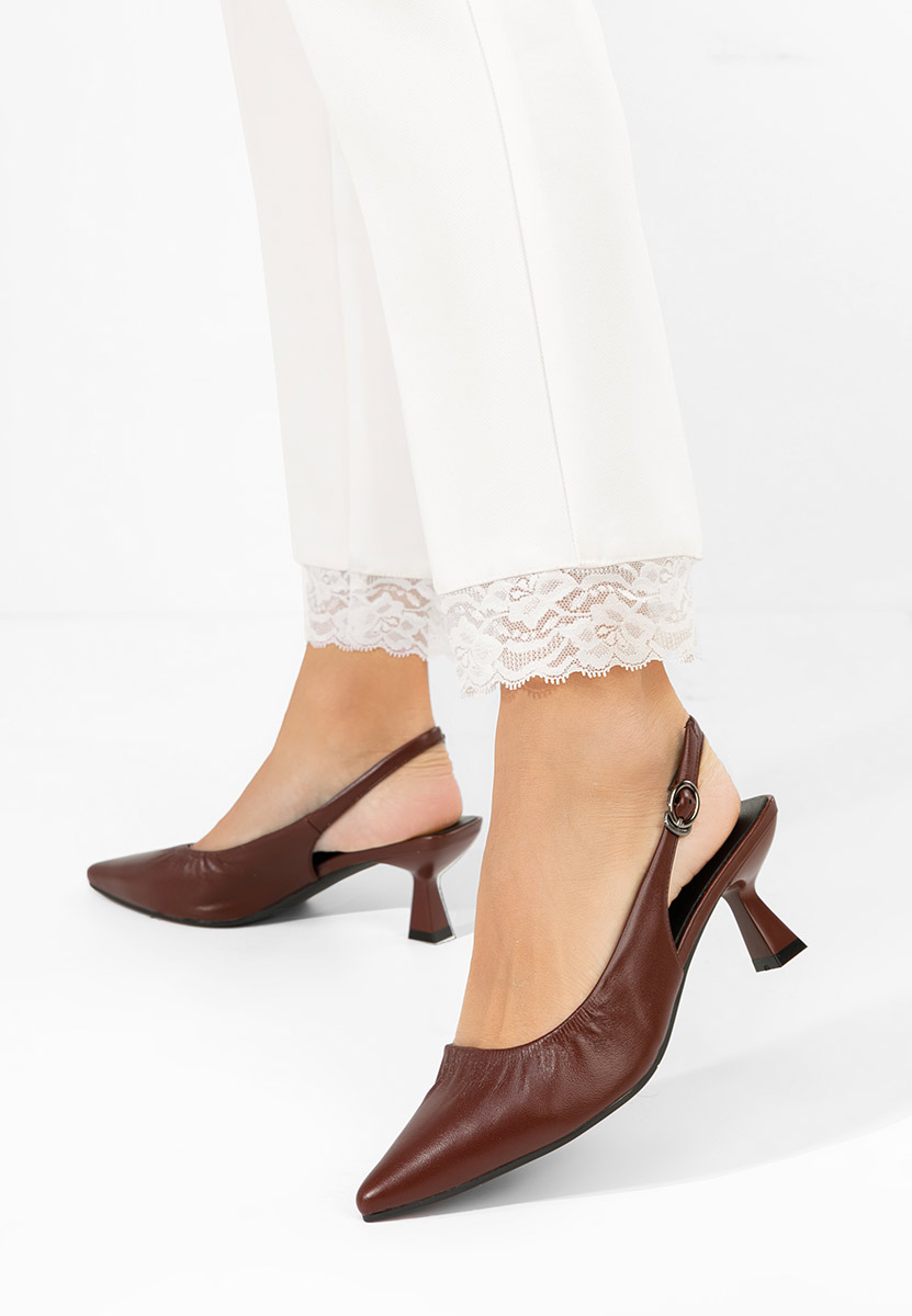 Bordowe czółenka bez pięt Semina