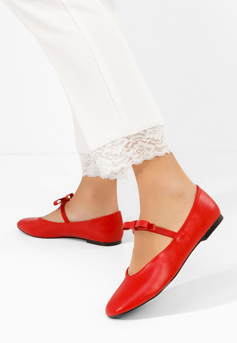 Czerwone baleriny damskie Iviona