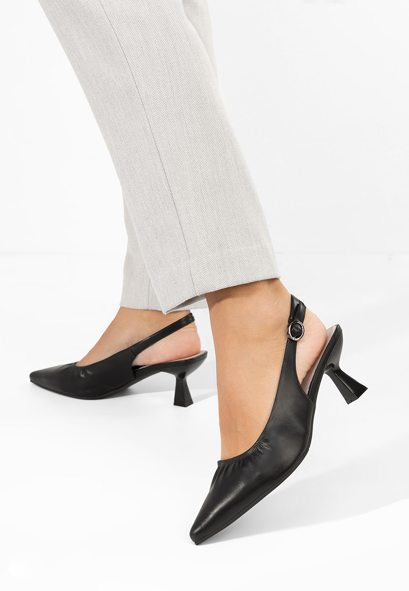 Czarne czółenka bez pięt Semina