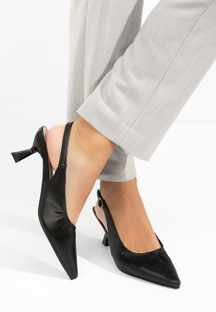 Czarne czółenka bez pięt Semina