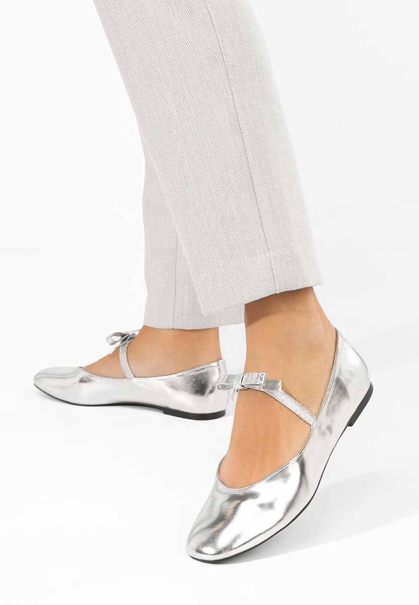 Srebrne baleriny damskie Iviona