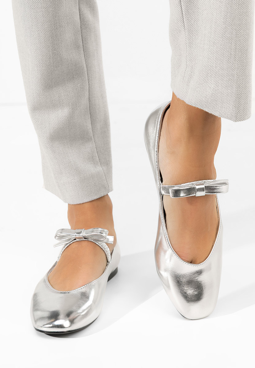 Srebrne baleriny damskie Iviona