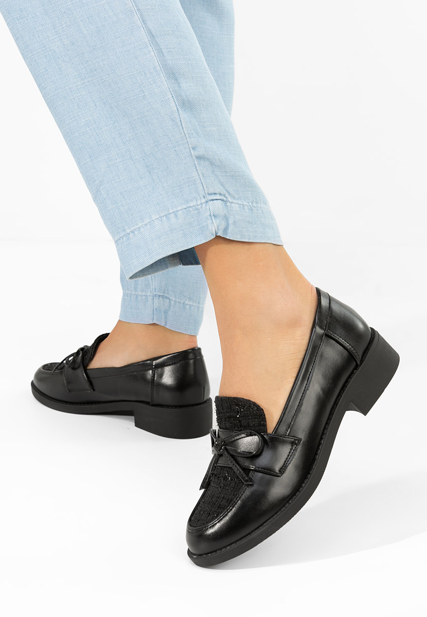 Czarne mokasyny damskie Aliera