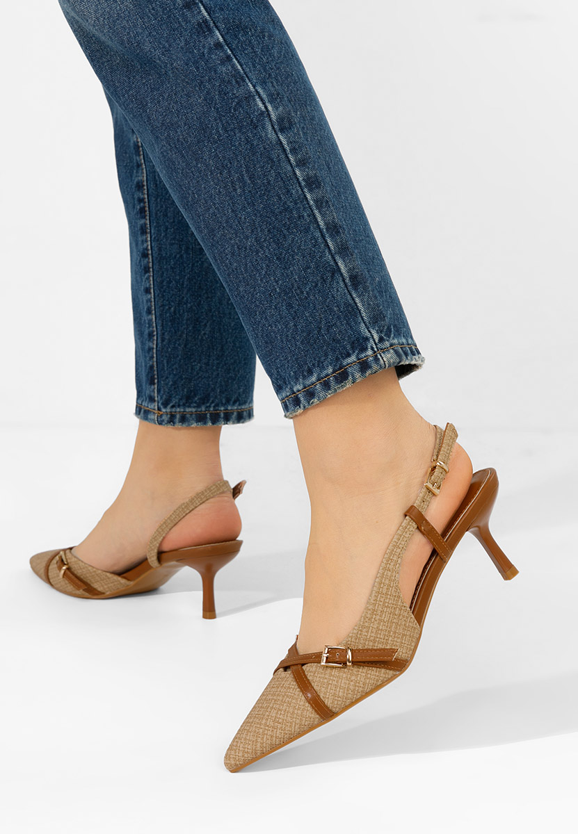 Khaki czółenka bez pięt Ofeliana