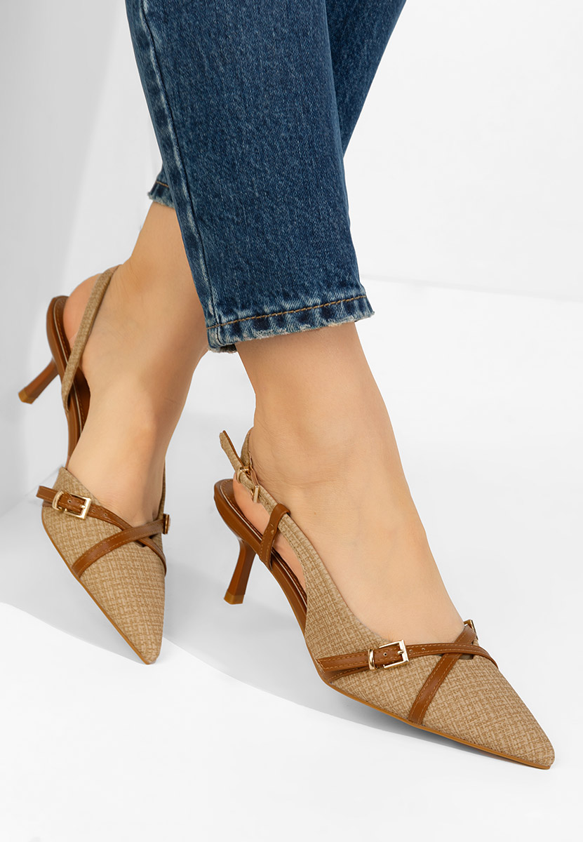 Khaki czółenka bez pięt Ofeliana