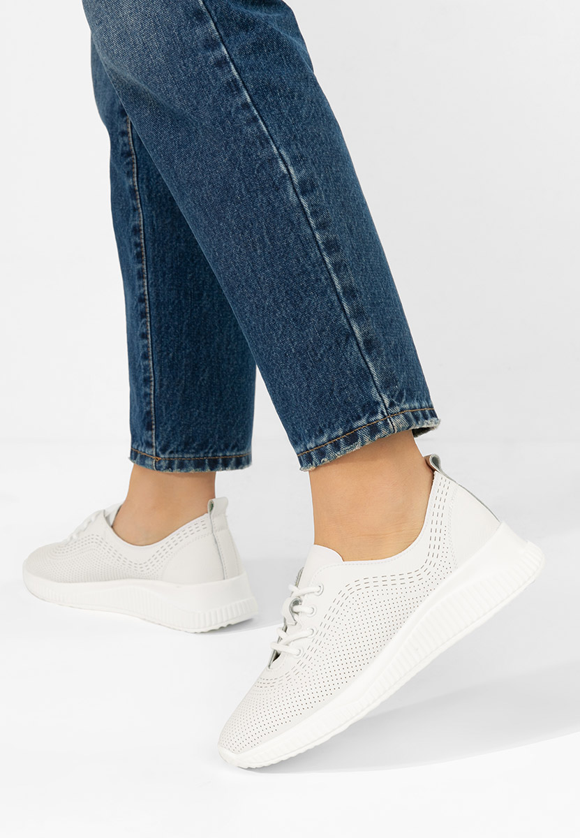 Białe półbuty damskie skórzane Lafora