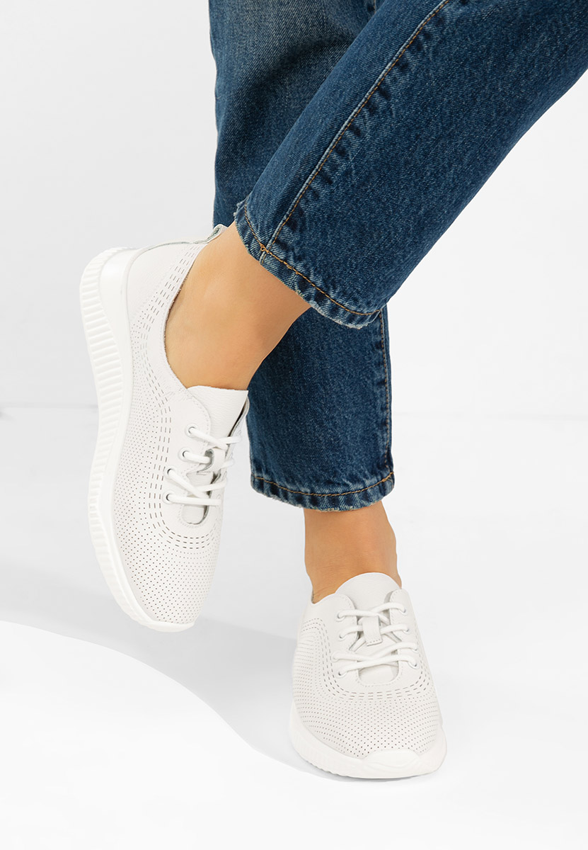 Białe półbuty damskie skórzane Lafora