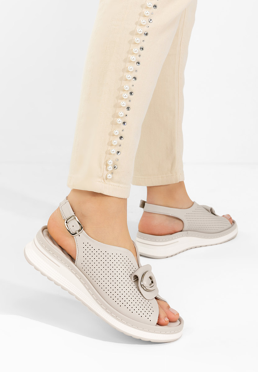 Szare sandały skórzane Calora