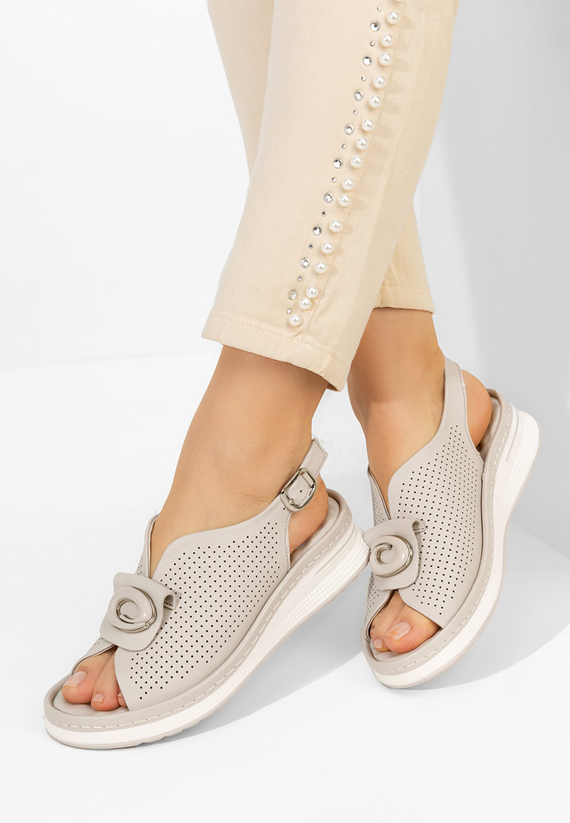 Szare sandały skórzane Calora