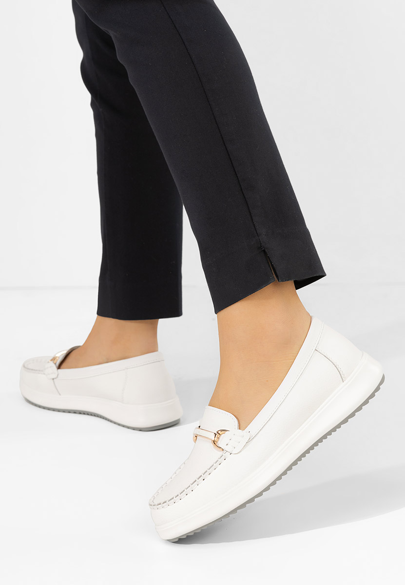 Białe mokasyny damskie skórzane Nessie
