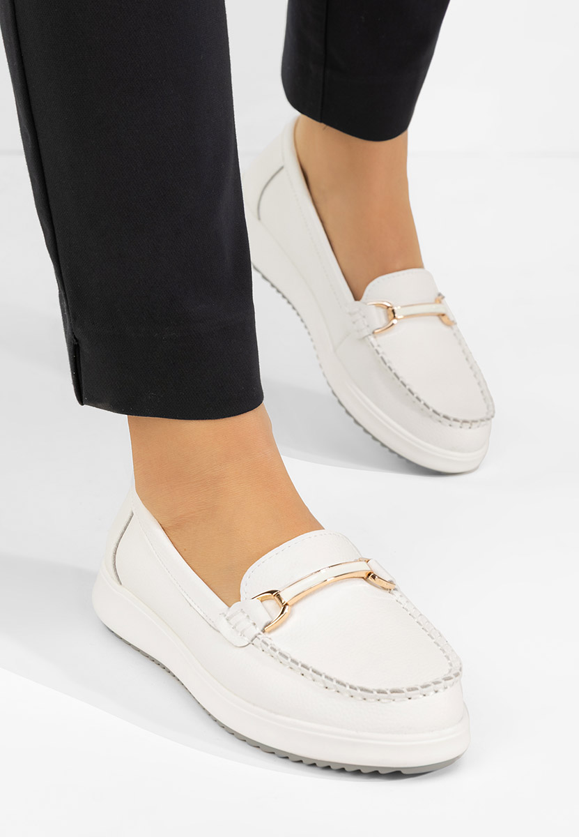 Białe mokasyny damskie skórzane Nessie