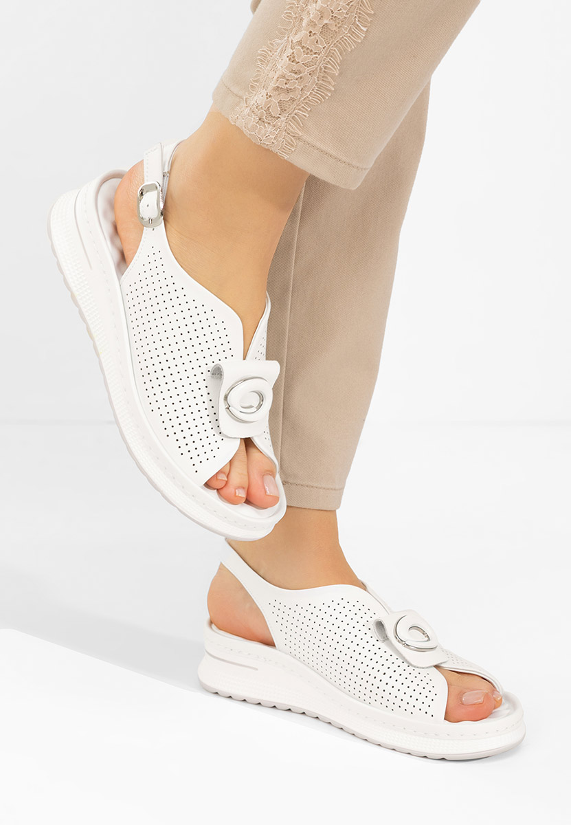 Białe sandały skórzane Calora