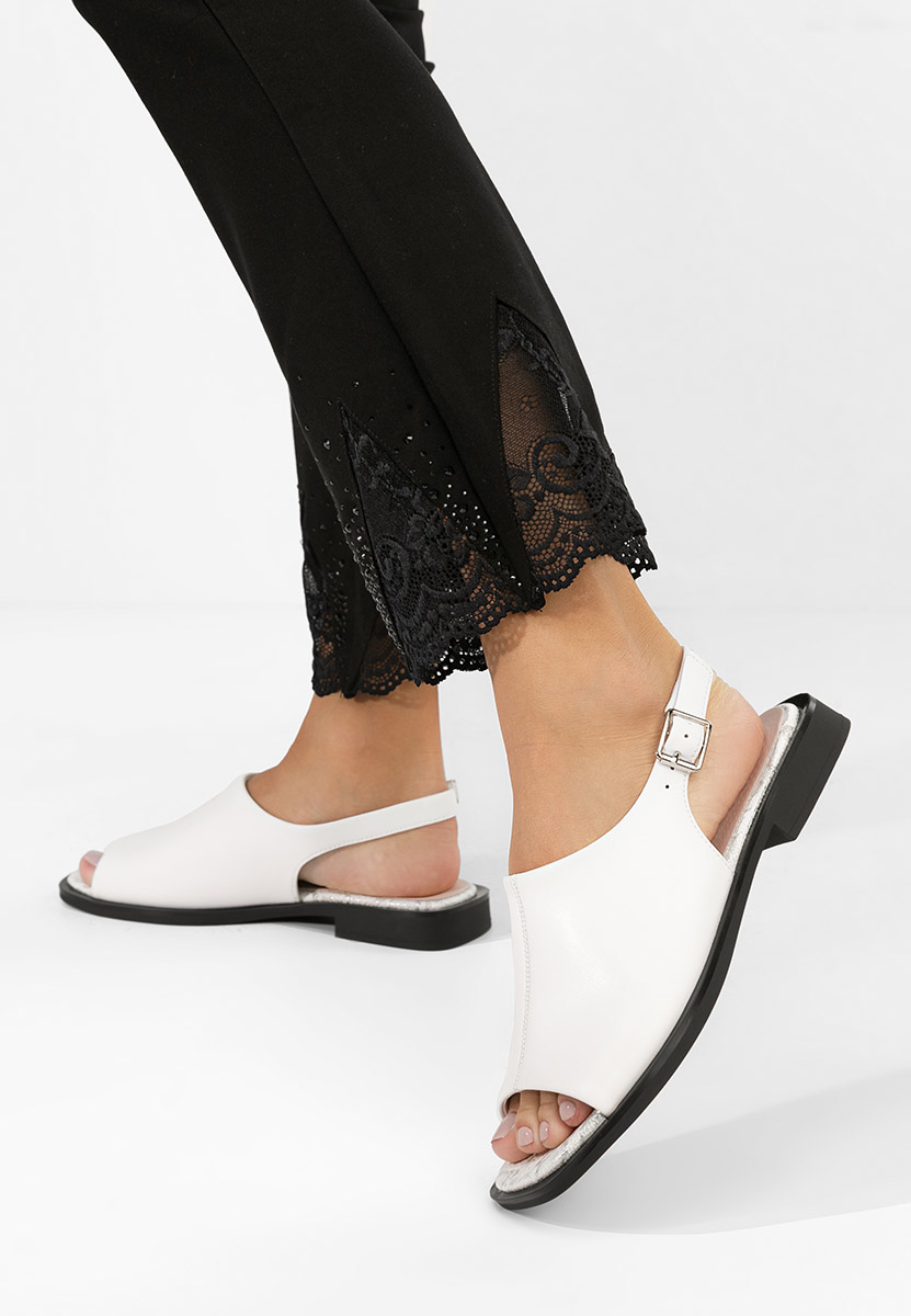 Białe sandały damskie skórzane Saryna