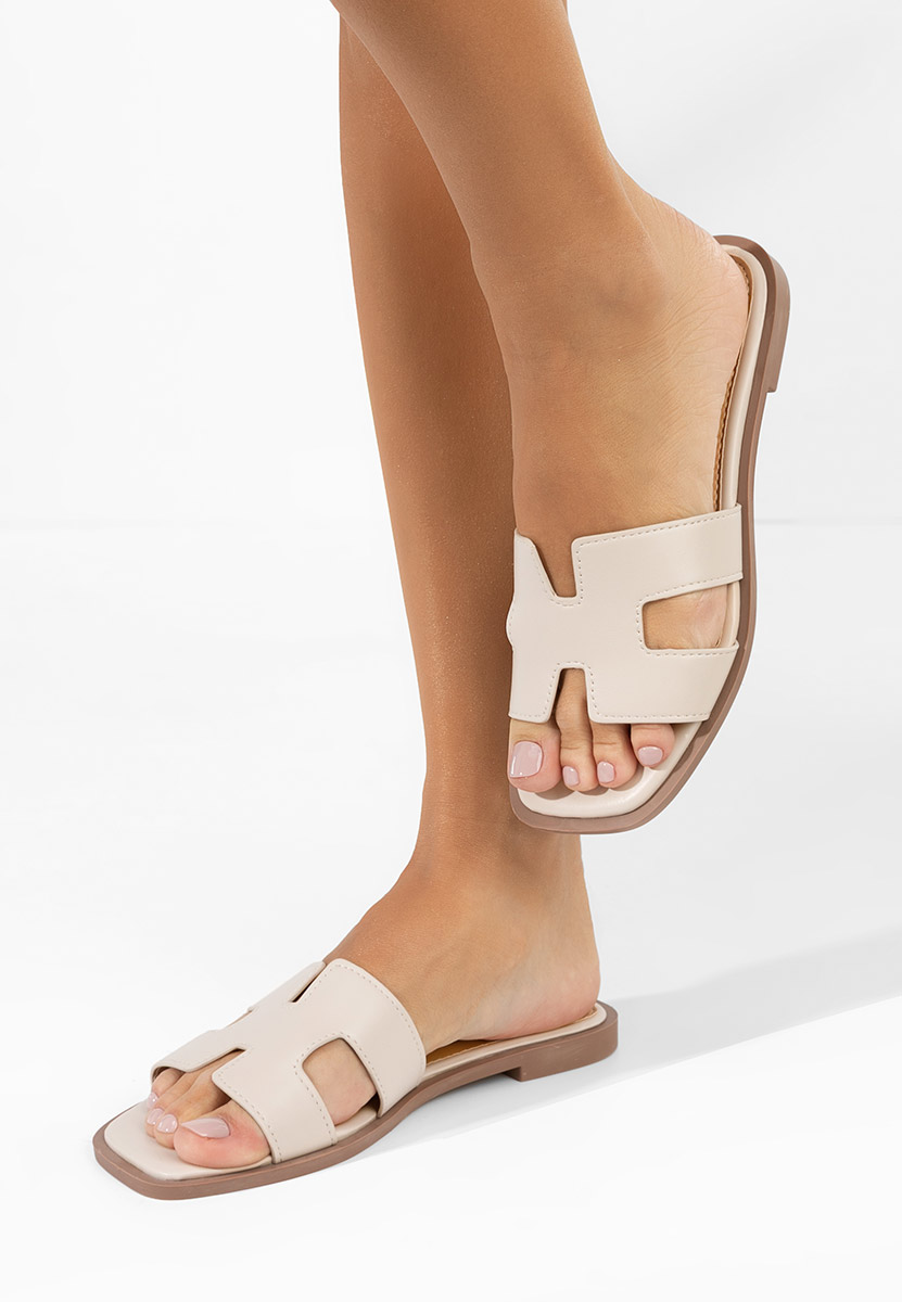 Beżowe klapki płaskie Lecya