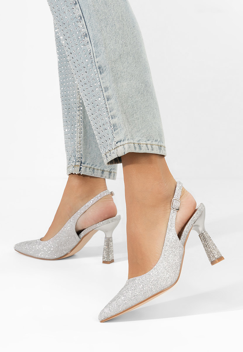 Srebrne czółenka damskie Axellia