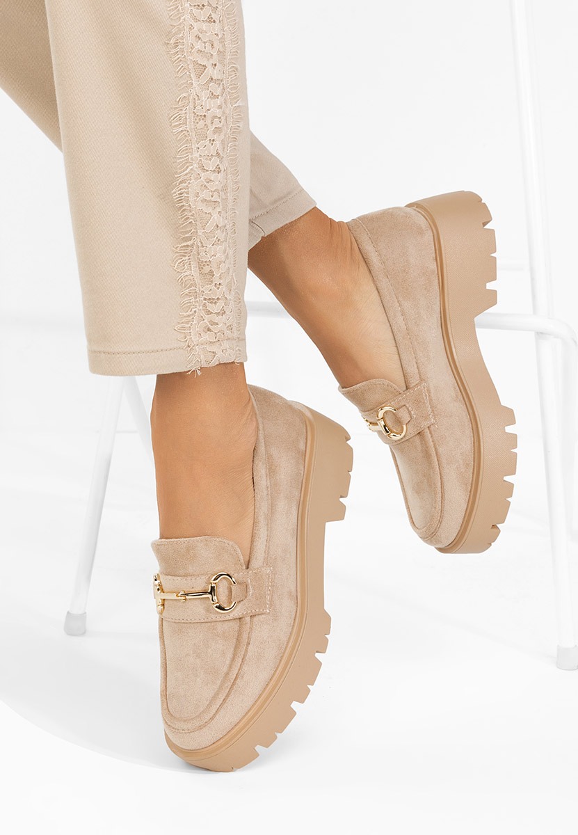 Beżowe mokasyny na grubej podeszwie Belvina