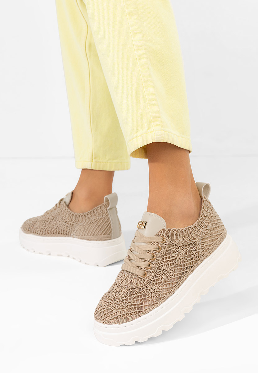 Khaki sneakersy na platformie Rossela