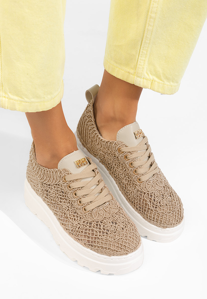 Khaki sneakersy na platformie Rossela