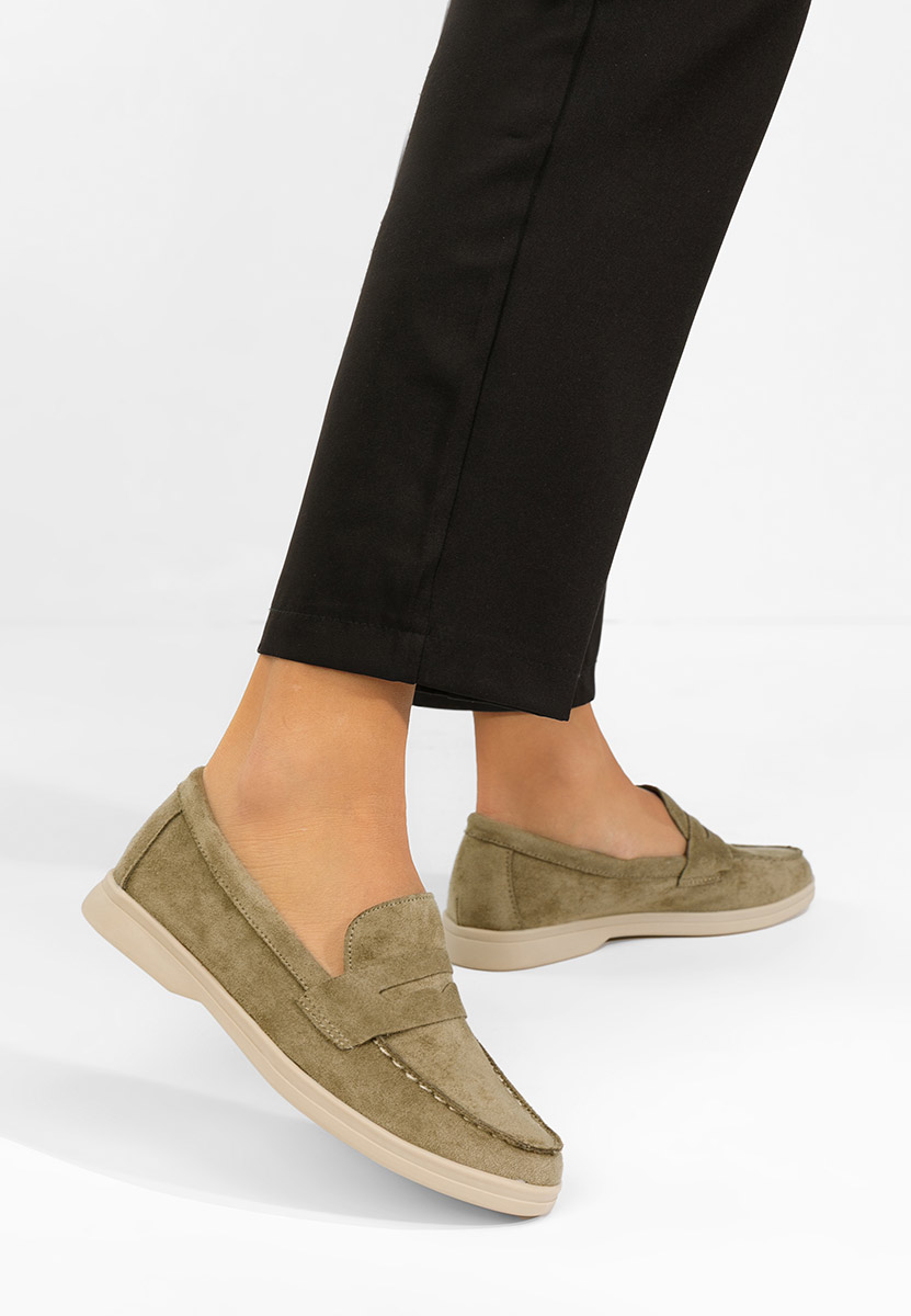 Zielone mokasyny damskie Hesika