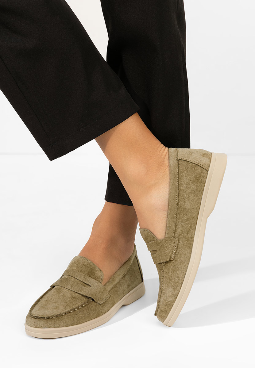 Zielone mokasyny damskie Hesika