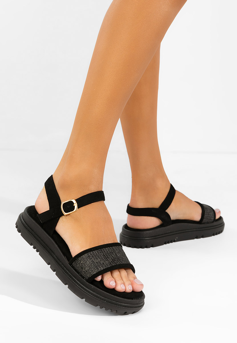 Czarne sandały na platformie Donetia