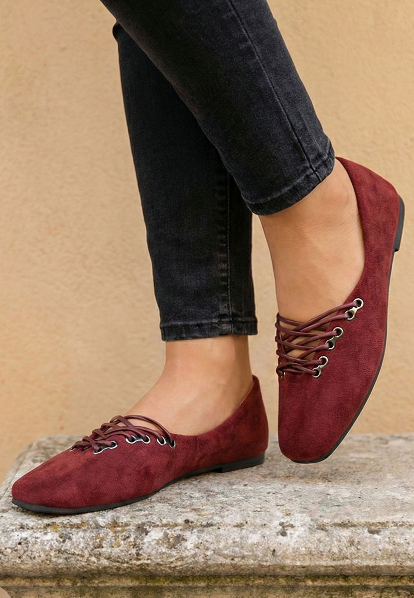 Czerwone baleriny damskie Carela