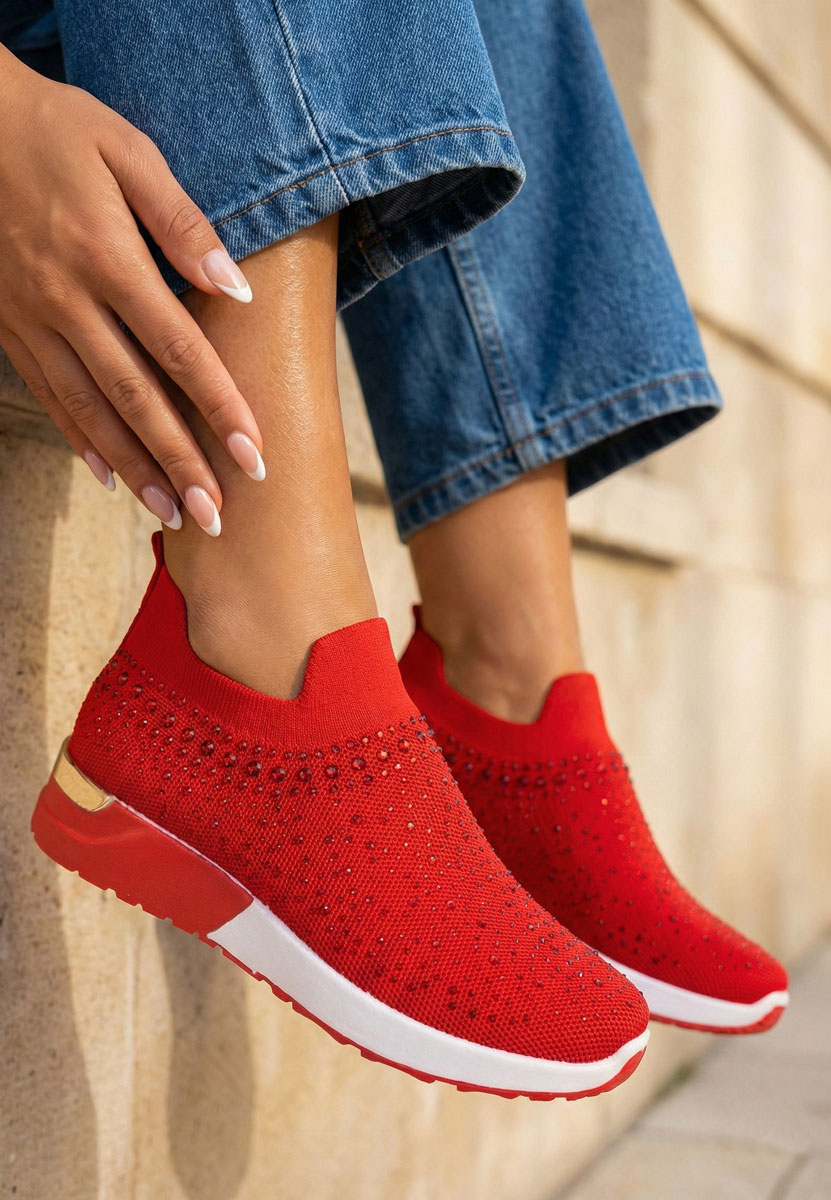 Czerwone sneakersy damskie Marcie