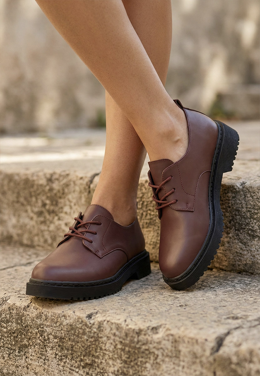 Bordowe półbuty damskie Cherelle