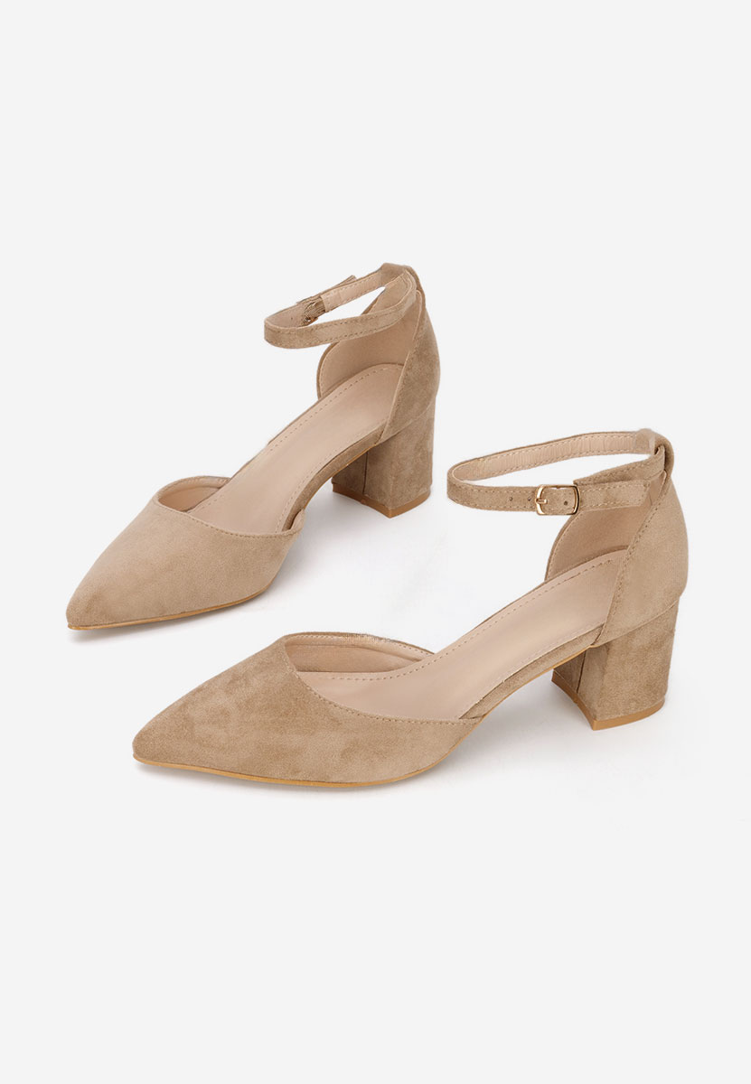 Khaki czółenka na słupku Elrosa