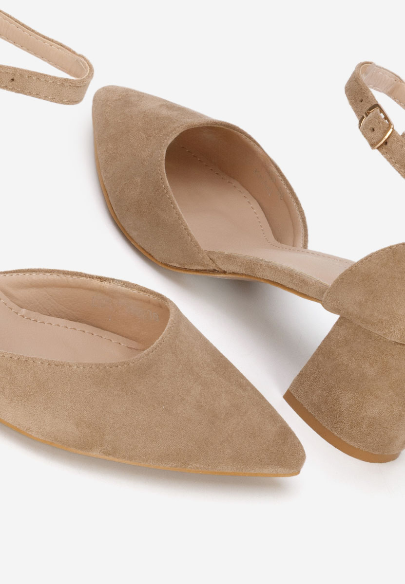 Khaki czółenka na słupku Elrosa