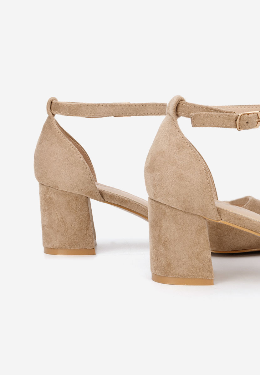 Khaki czółenka na słupku Elrosa